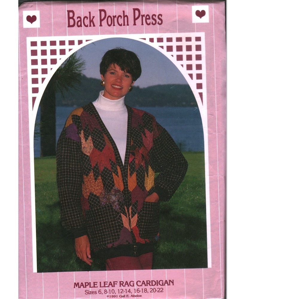 Back‎ Porch Press Maple Leaf Rag Cardigan Sewing Pattern 1991 Gail Abeloe XS-XL